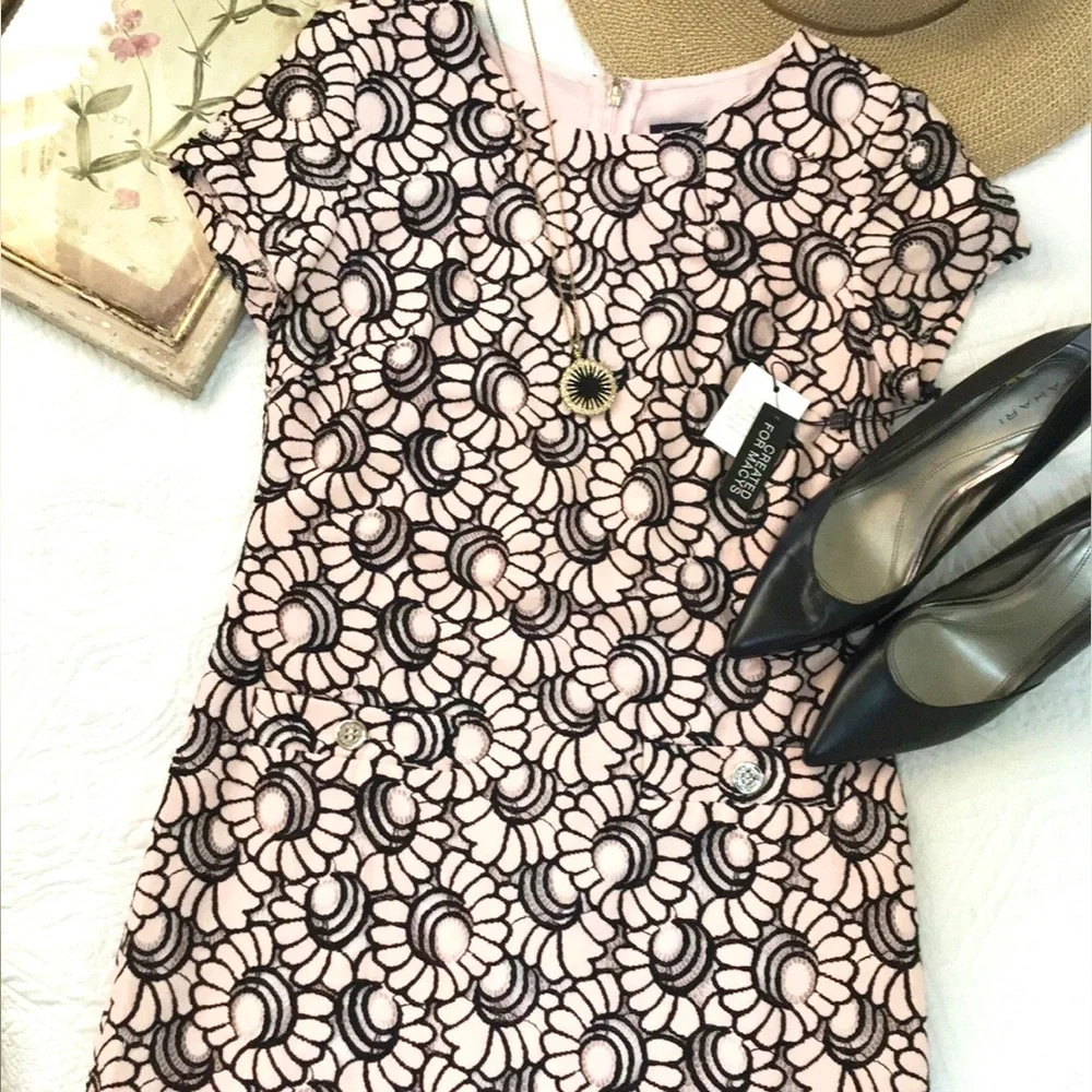 NWT Tommy Hilfiger Pink Floral Lace Sheath Dress